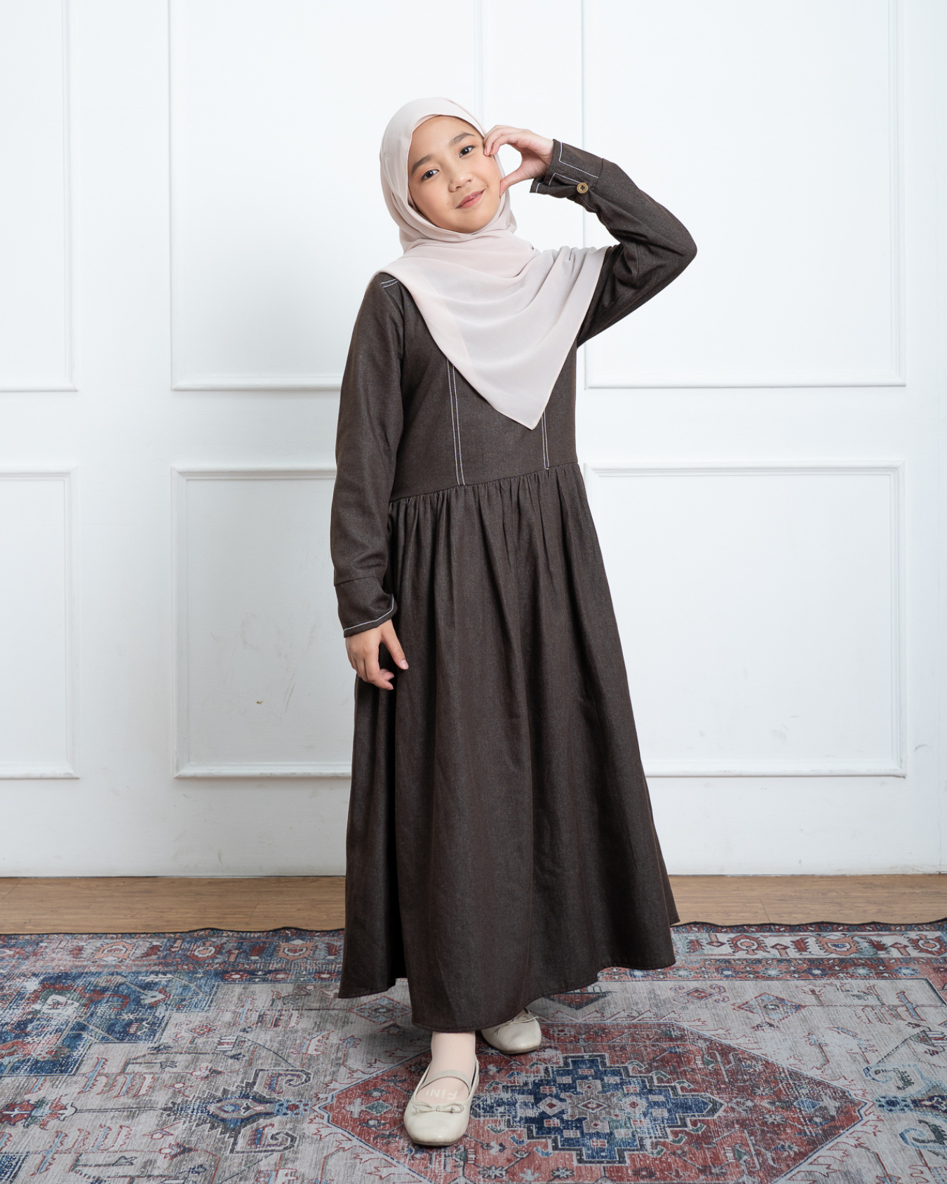 Evolvere - Arum Kids Denim Dress Anak Perempuan Untuk Lebaran Sarimbit Keluarga