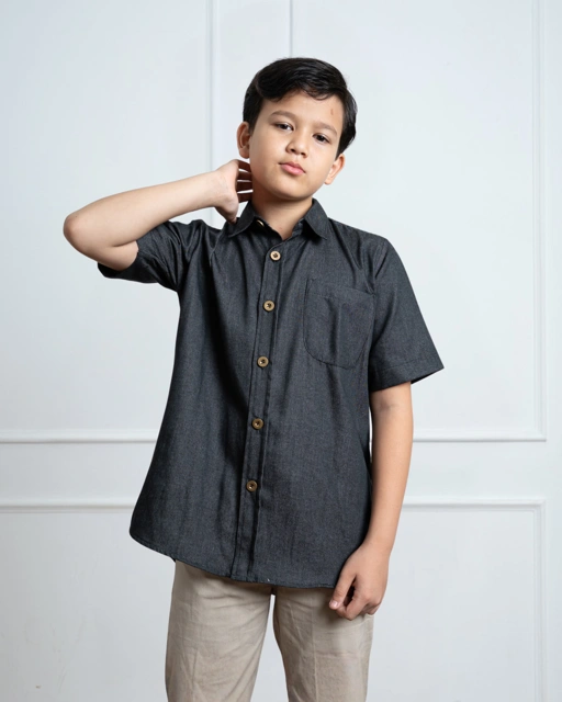Image of Evolvere - KAI Shirt Kemeja Denim Anak Lengan Pendek