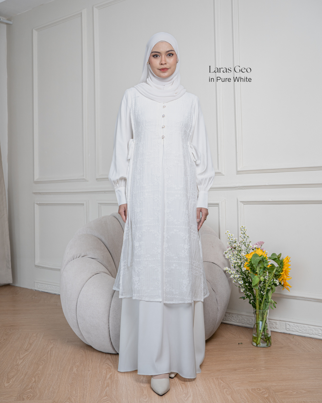 Evolvere - Laras Dress Motif Geo Gamis Rompi Lebaran Gamis Melayu