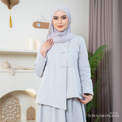 Evolvere - Yuina Blouse Top Cheongsam Linen Premium ( Atasan Saja )