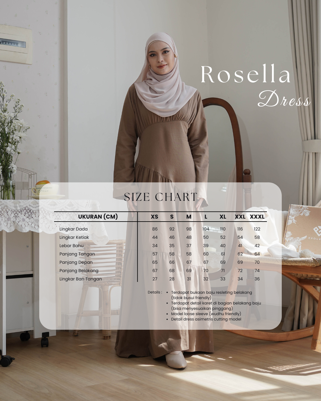 Evolvere - Rosella Dress Gamis Simple Kekinian Baju Lebaran Elegant