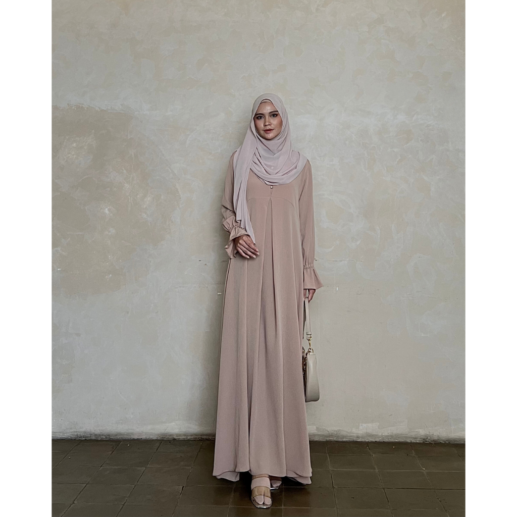 Evolvere - Airin Dress Shine Lux Fashion Gamis Muslim Wanita Busui Friendly (A)