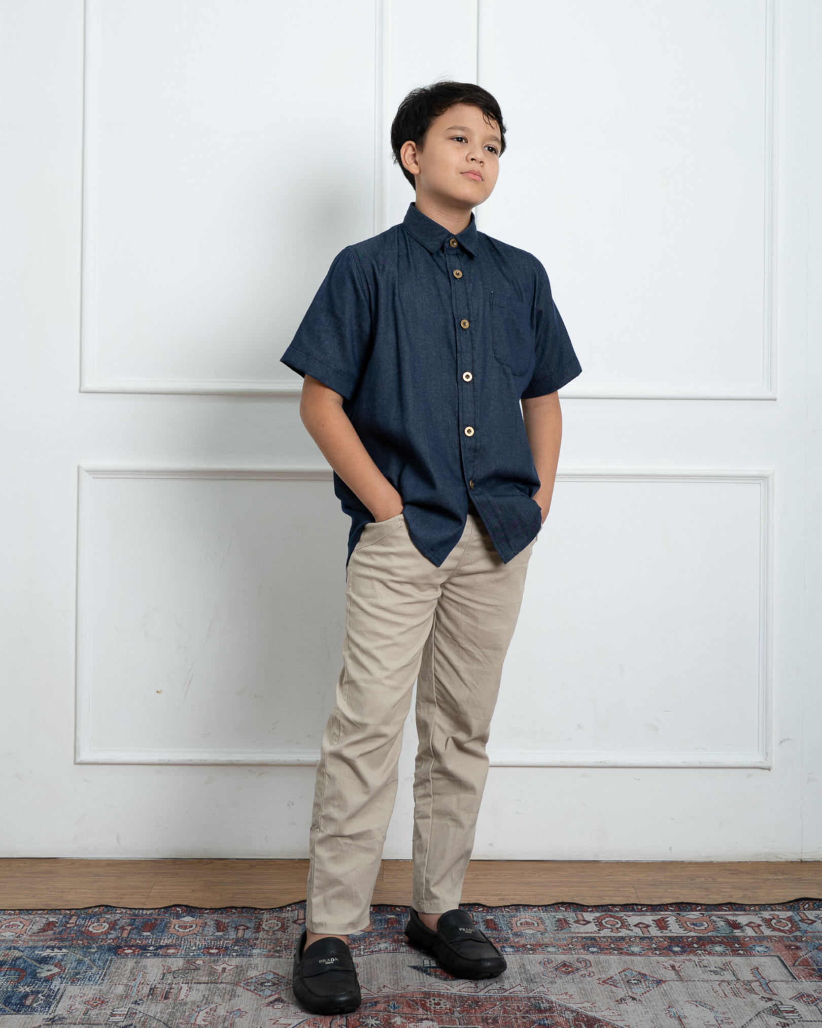 Evolvere - KAI Shirt Kemeja Denim Anak Lengan Pendek
