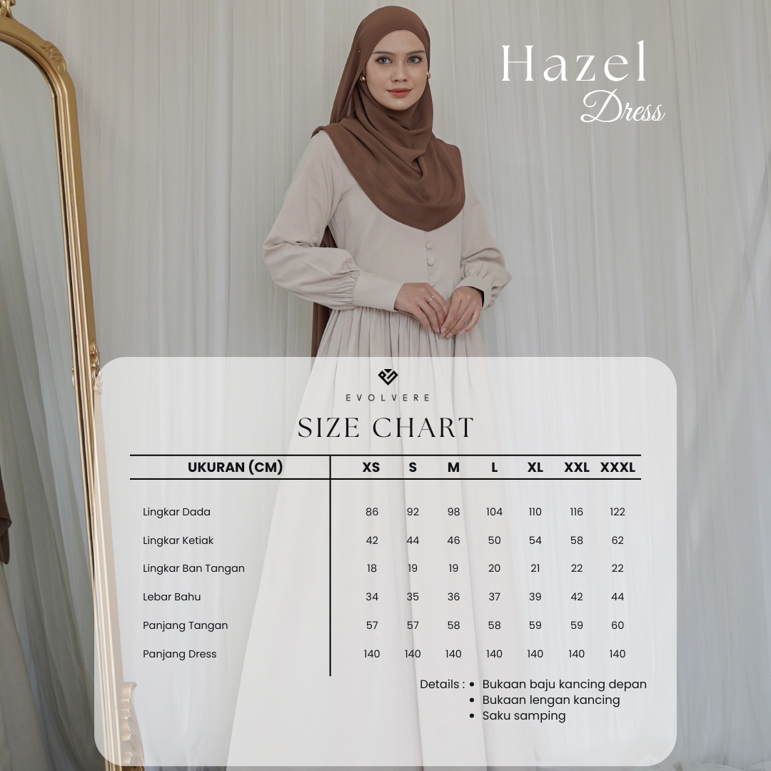 Evolvere - Hazel New Looks Dress Princess Gamis Muslim Casual Linen Premium