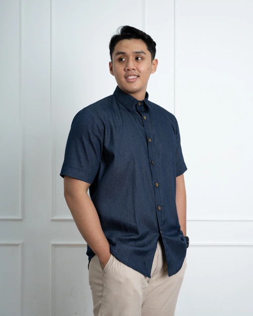 Image of Evolvere - KAI Shirt Kemeja Denim Dewasa Lengan Pendek