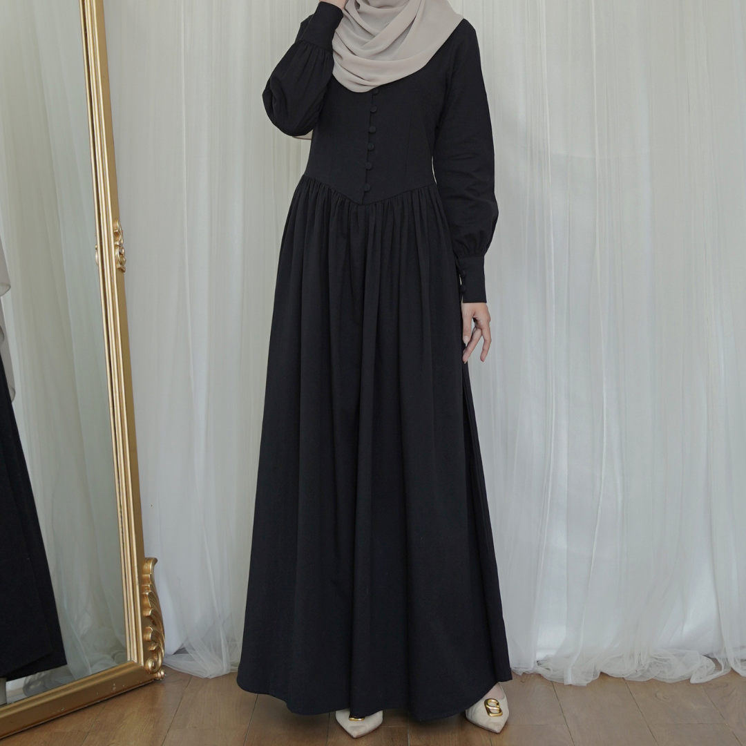 Evolvere - Hazel New Looks Dress Princess Gamis Muslim Casual Linen Premium