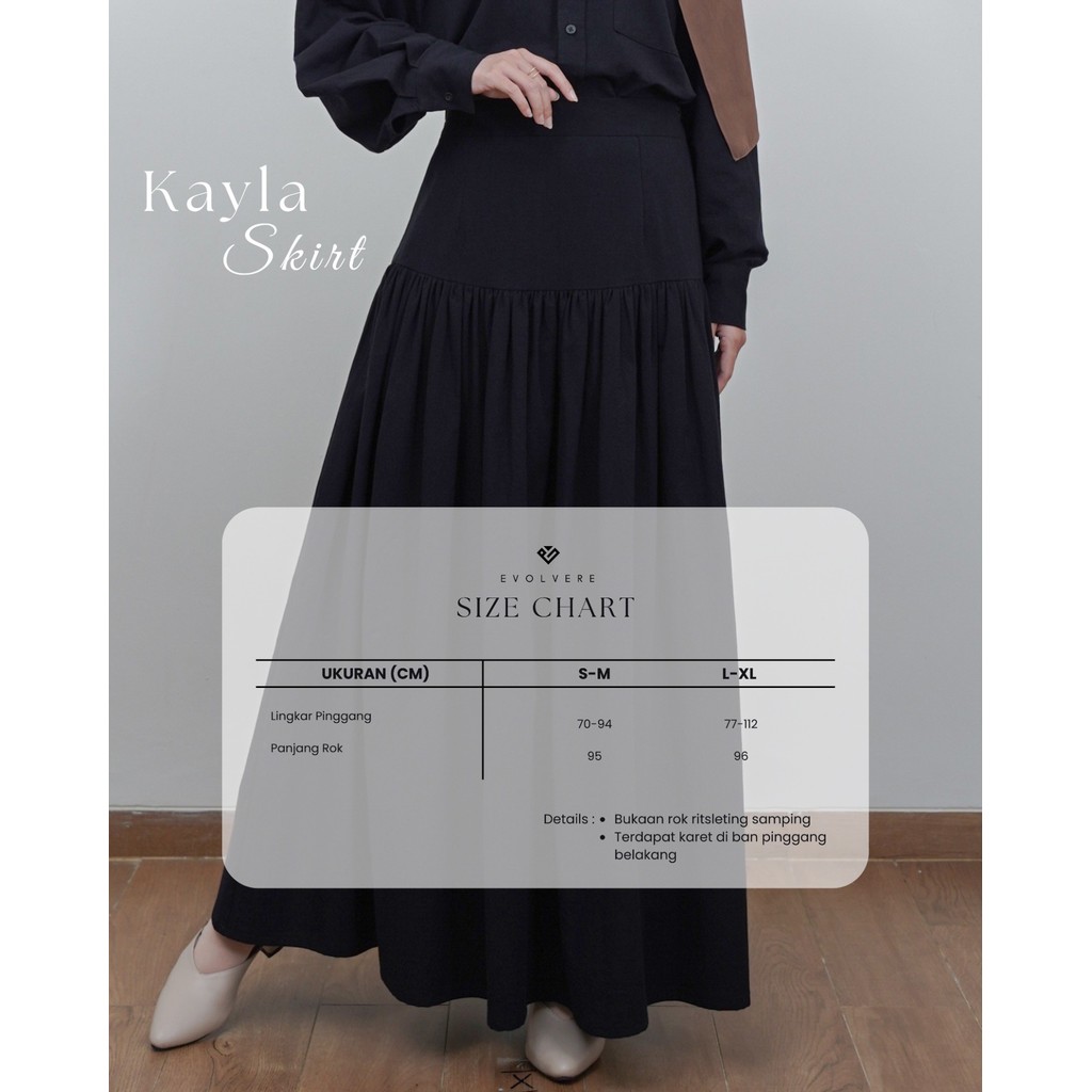 Evolvere - Kayla Skirt Linen Highwaist Anti Buncit Rok Ruffle ( ROK SAJA )