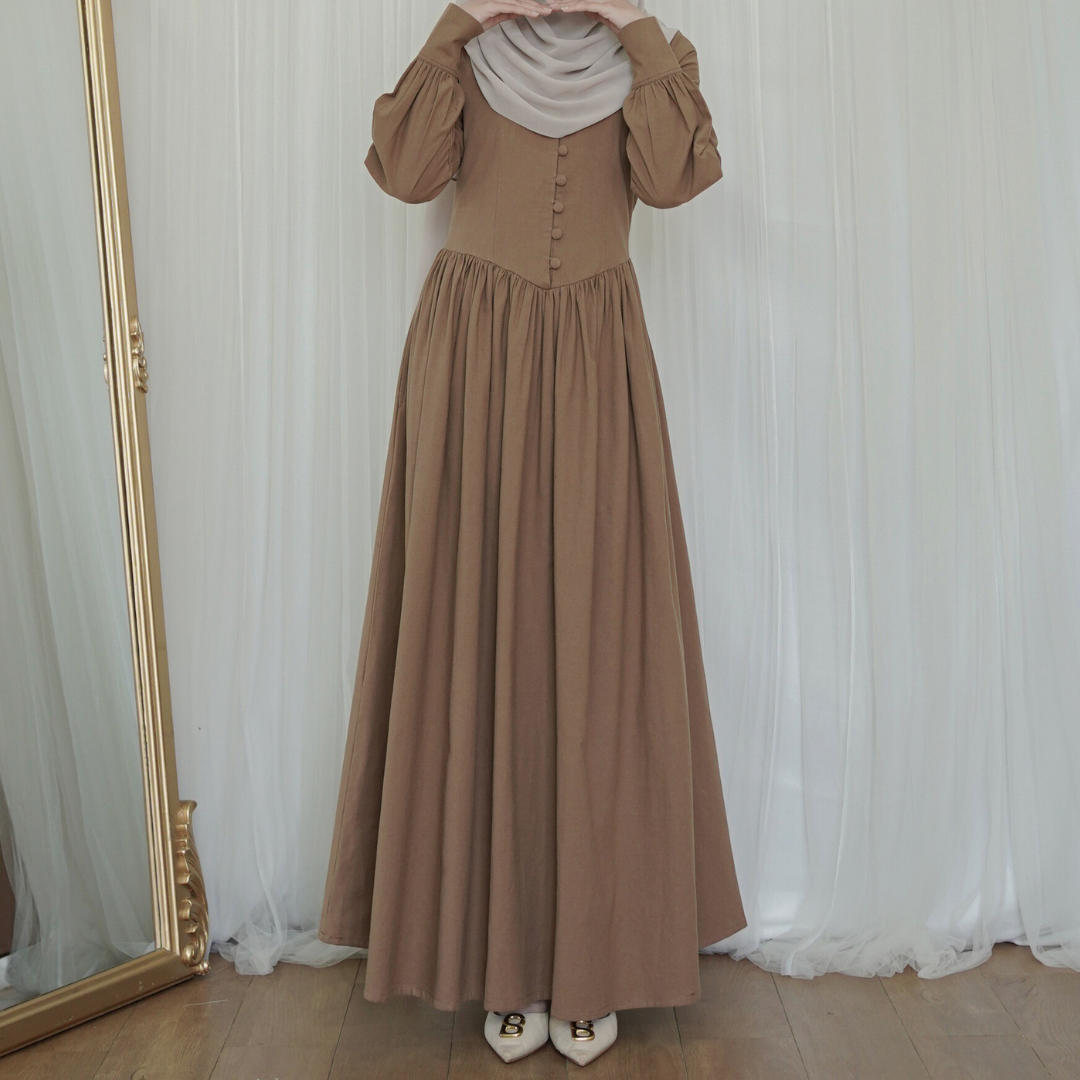 Evolvere - Hazel New Looks Dress Princess Gamis Muslim Casual Linen Premium