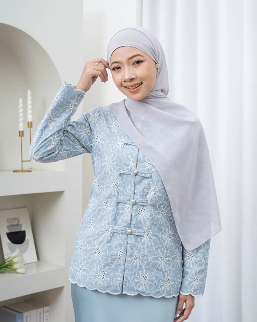 Image of Evolvere - Luna Chongsam atasam Katbol katun bordir atasan Muslim Wanita