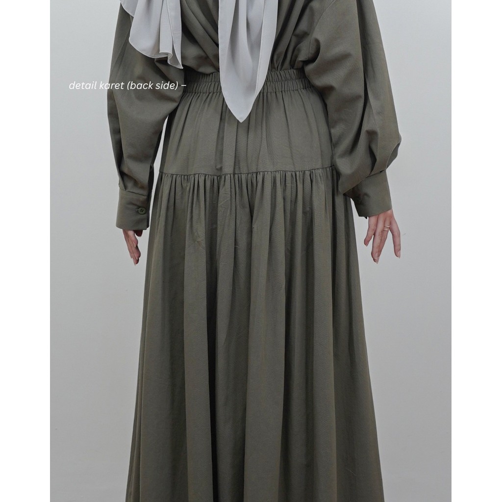 Evolvere - Kayla Skirt Linen Highwaist Anti Buncit Rok Ruffle ( ROK SAJA )