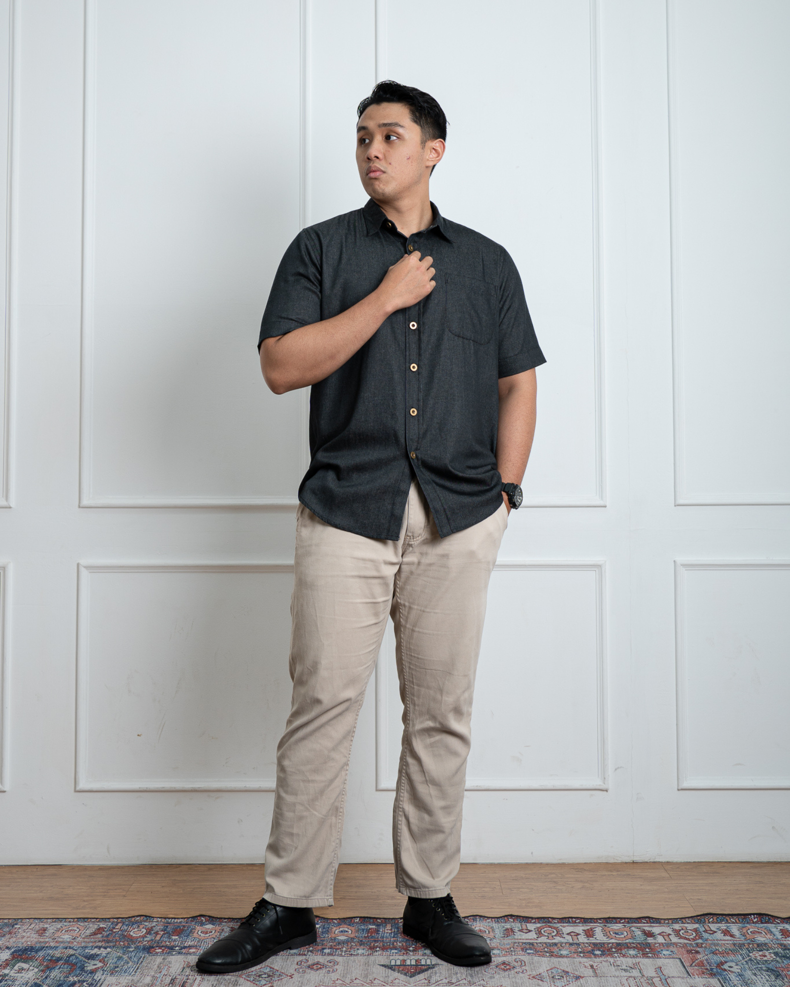 Evolvere - KAI Shirt Kemeja Denim Dewasa Lengan Pendek