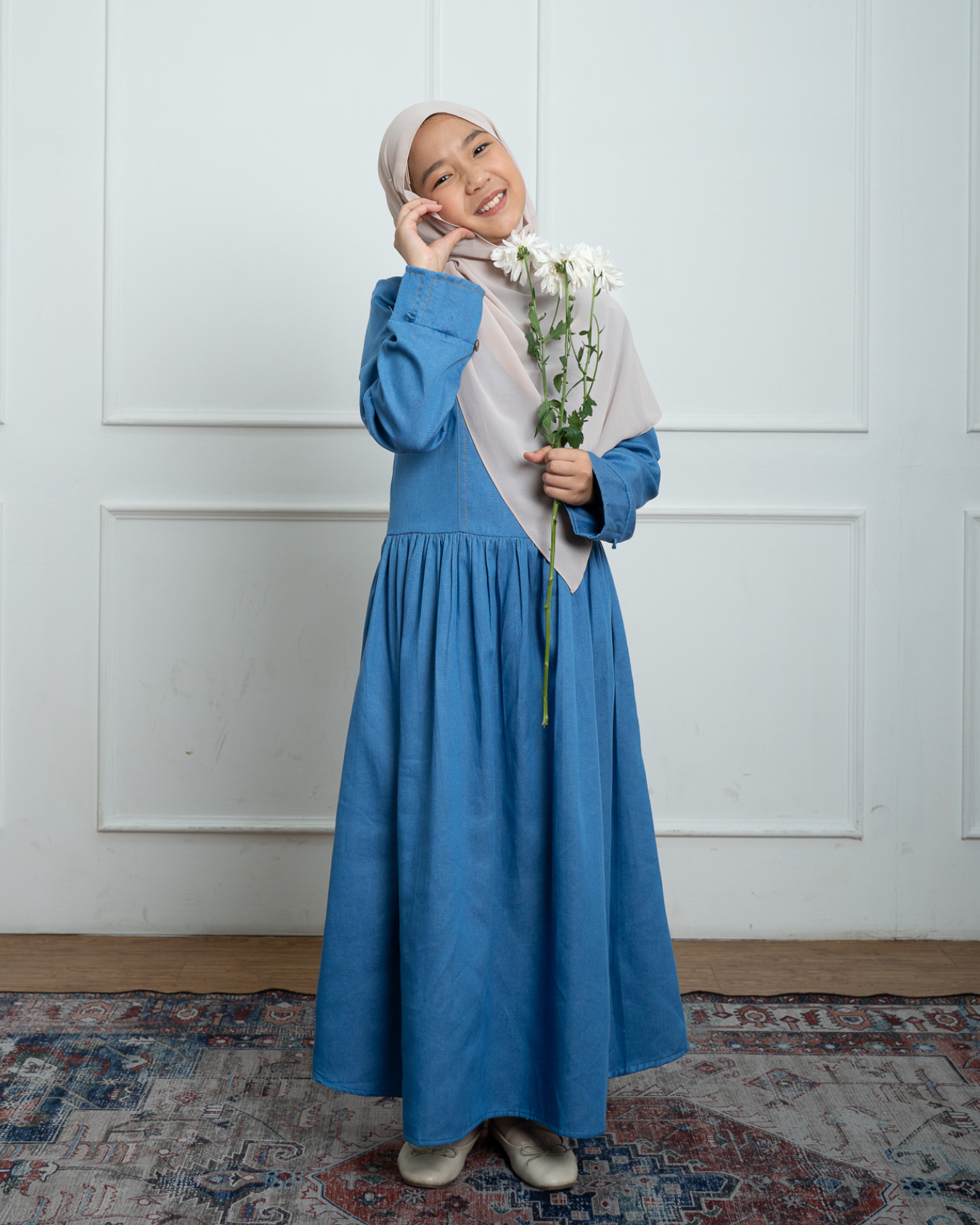 Evolvere - Arum Kids Denim Dress Anak Perempuan Untuk Lebaran Sarimbit Keluarga