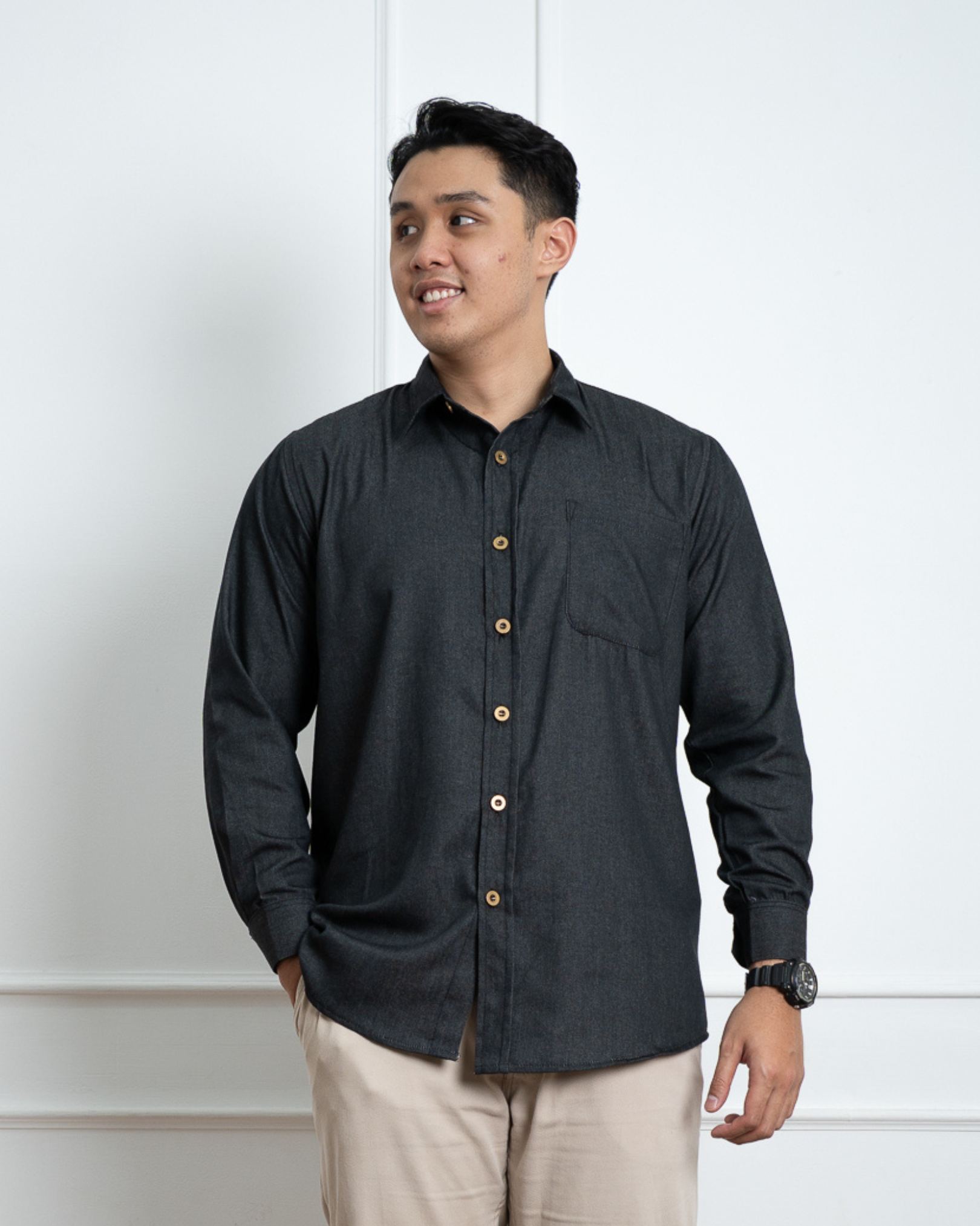Evolvere - DHARMA Shirt Kemeja Denim Dewasa Lengan Panjang