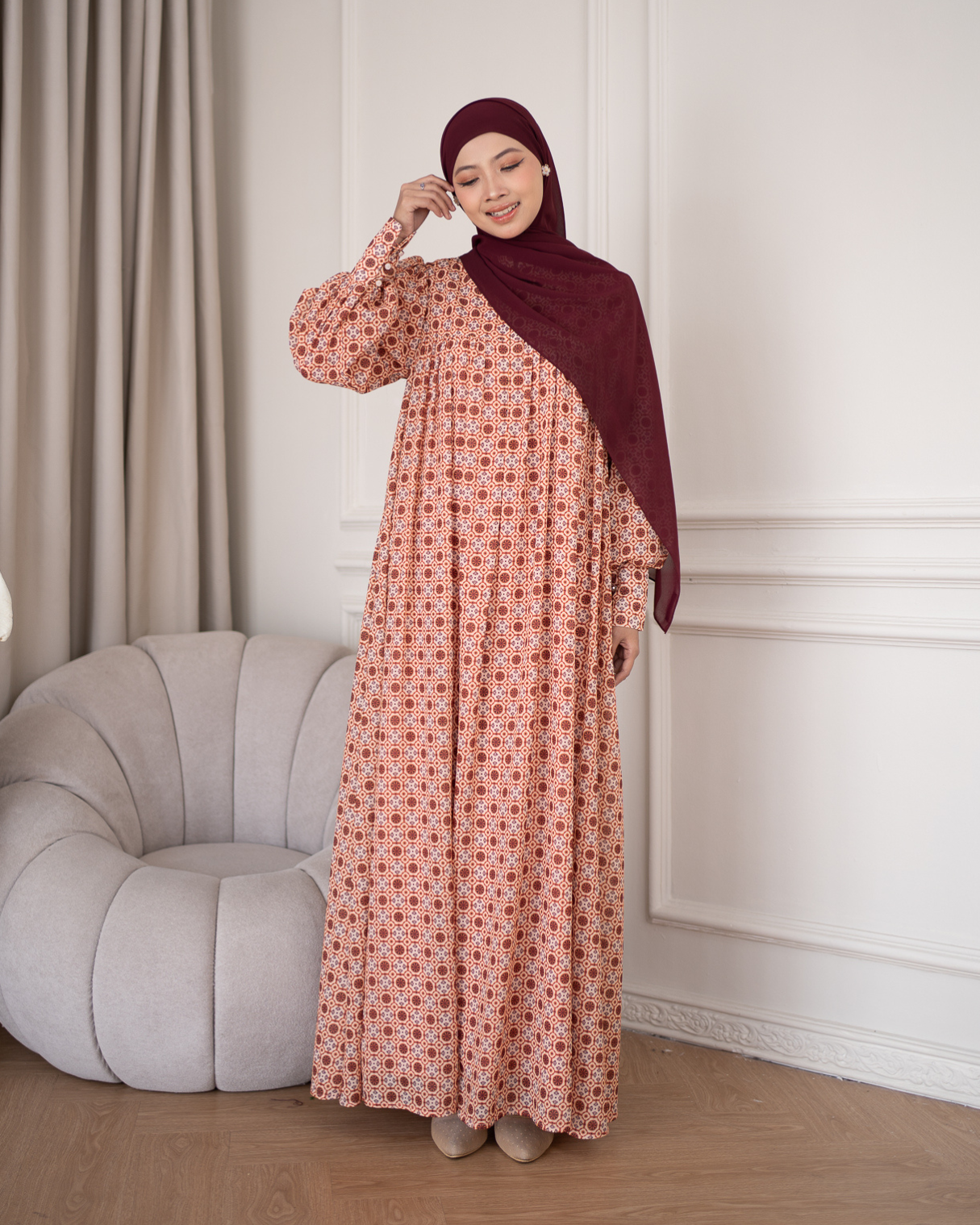 Evolvere - Rania Dress Motif Gamis Lebaran Friendly ( Dress Saja )