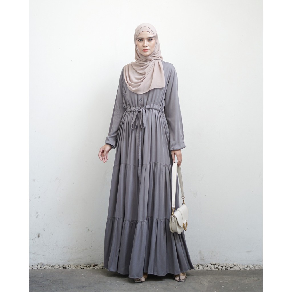 Miza Label - Haifa Dress Rayon Fashion Muslim Gamis Wanita Polos Busui Friendly All Size
