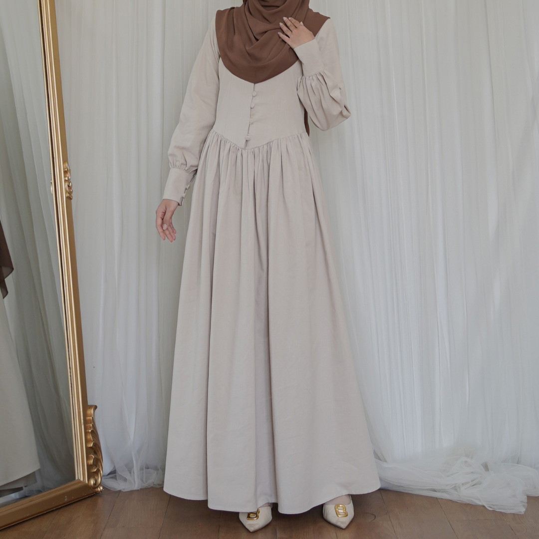 Evolvere - Hazel New Looks Dress Princess Gamis Muslim Casual Linen Premium
