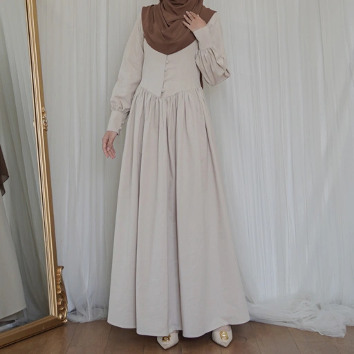 Evolvere - Hazel New Looks Dress Princess Gamis Muslim Casual Linen Premium