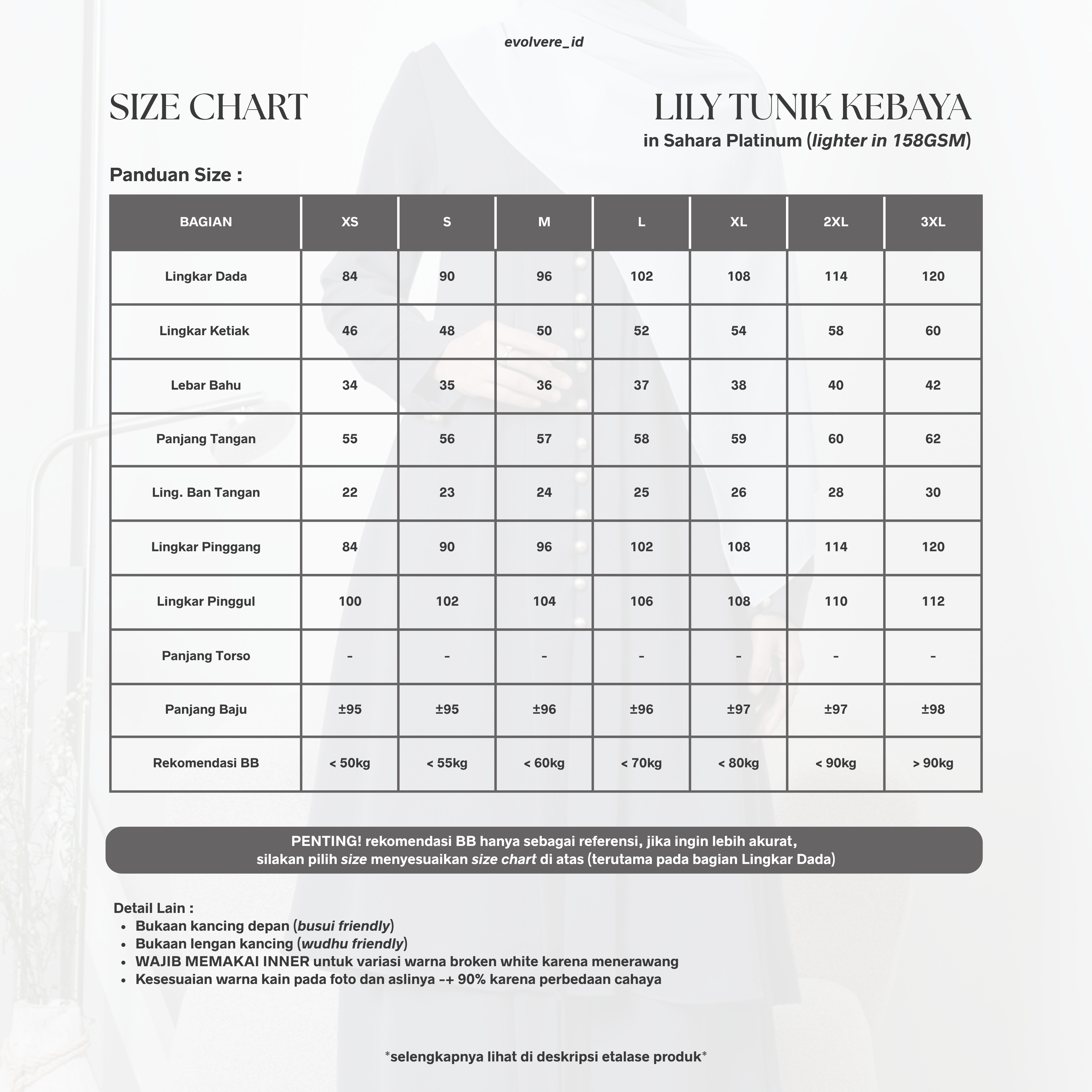 Evolvere - Lily Tunik/ATASAN SAJA/TUNIK SAJA/Kebaya Polos Baju Tunik Wanita Muslim