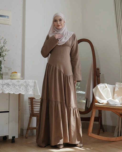 Image of Evolvere - Rosella Dress Gamis Simple Kekinian Baju Lebaran Elegant