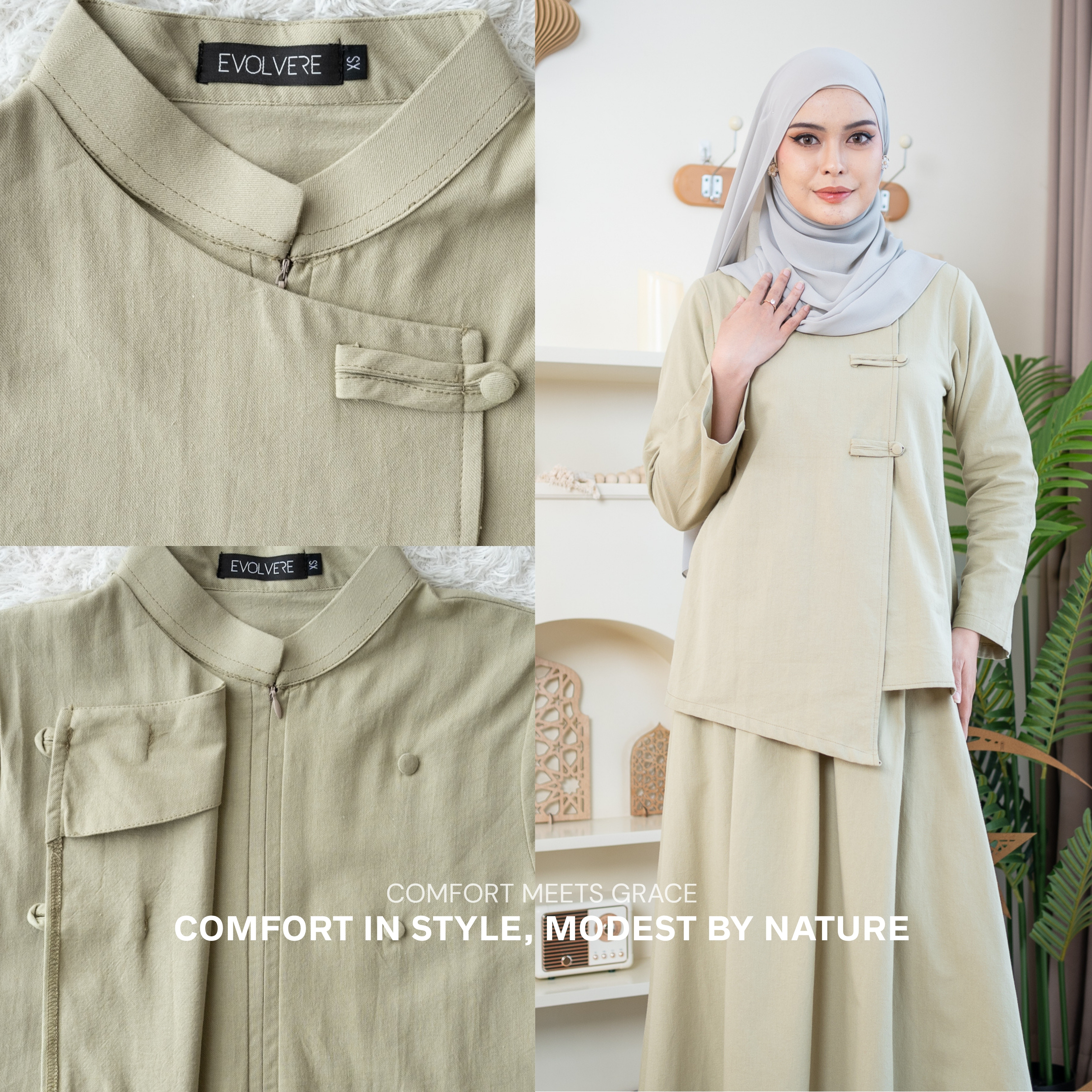 Evolvere - Yuina Blouse Top Cheongsam Linen Premium ( Atasan Saja )