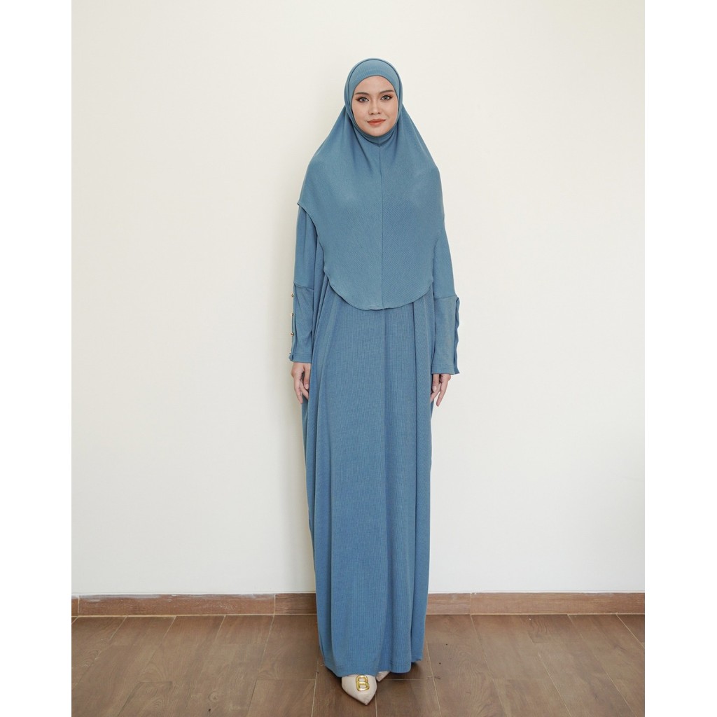 Evolvere - Mecca Set Abaya dan Bergo Muslim Rib Knit