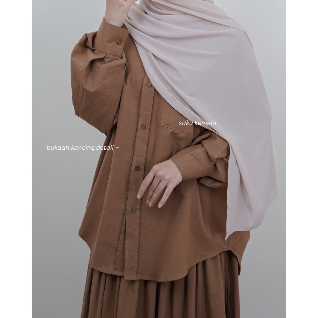 Evolvere - Kayla Shirt Kemeja Linen Oversize Simple For Daily ( KEMEJA SAJA )