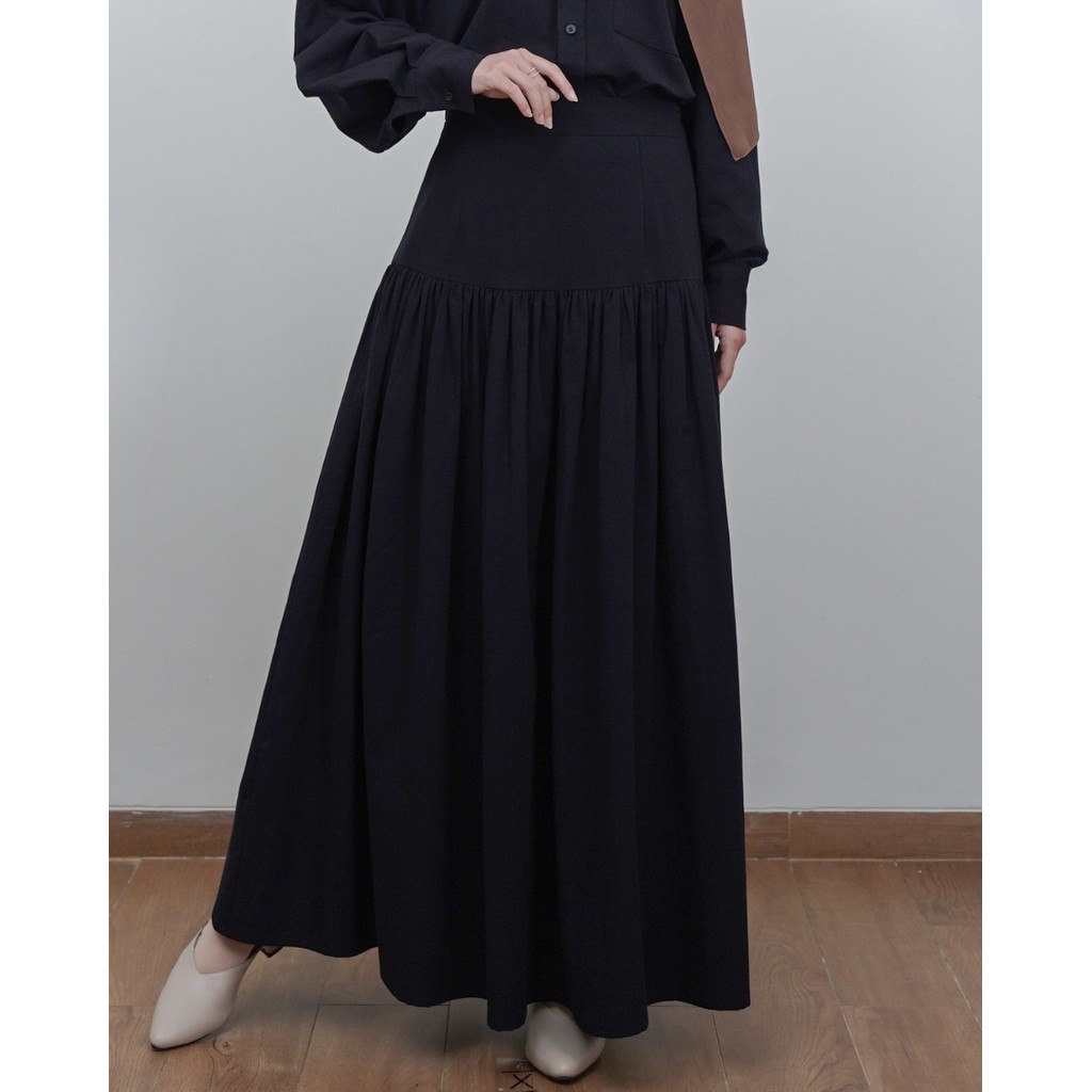 Evolvere - Kayla Skirt Linen Highwaist Anti Buncit Rok Ruffle ( ROK SAJA )