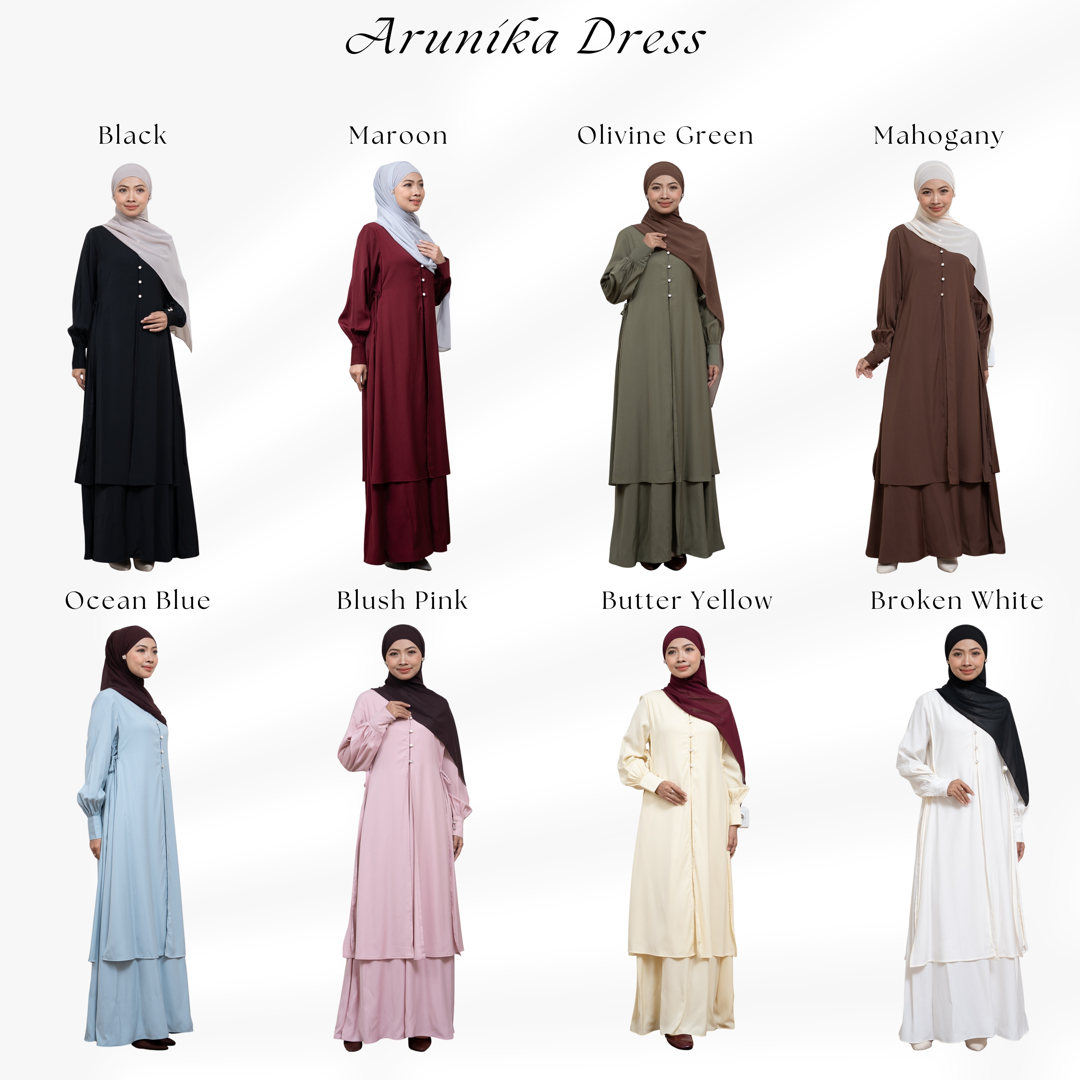Evolvere - Arunika Dress Muslim Gamis Wanita Simple Polos