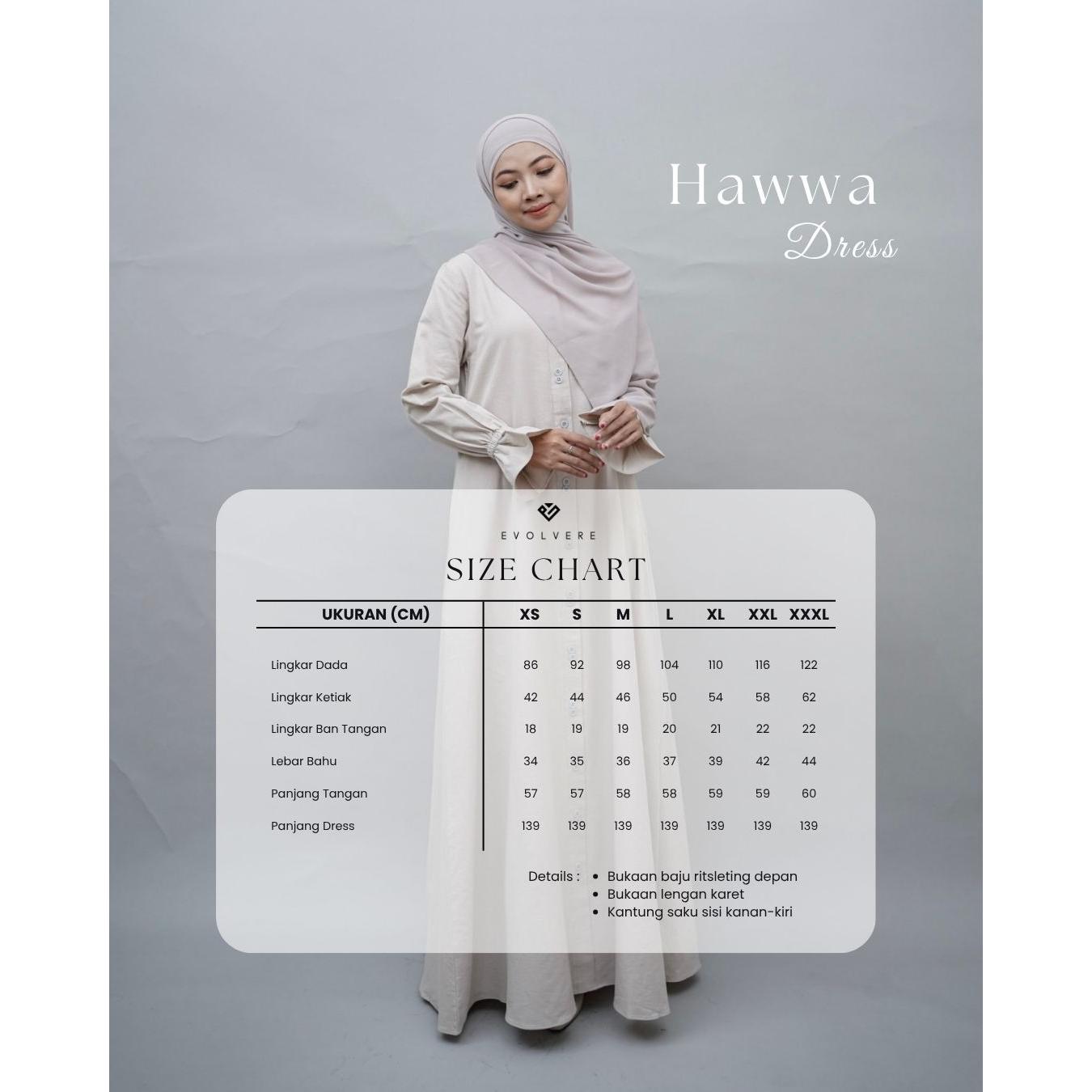 Evolvere - Hawwa Dress Gamis Muslim Wanita Katun Linen