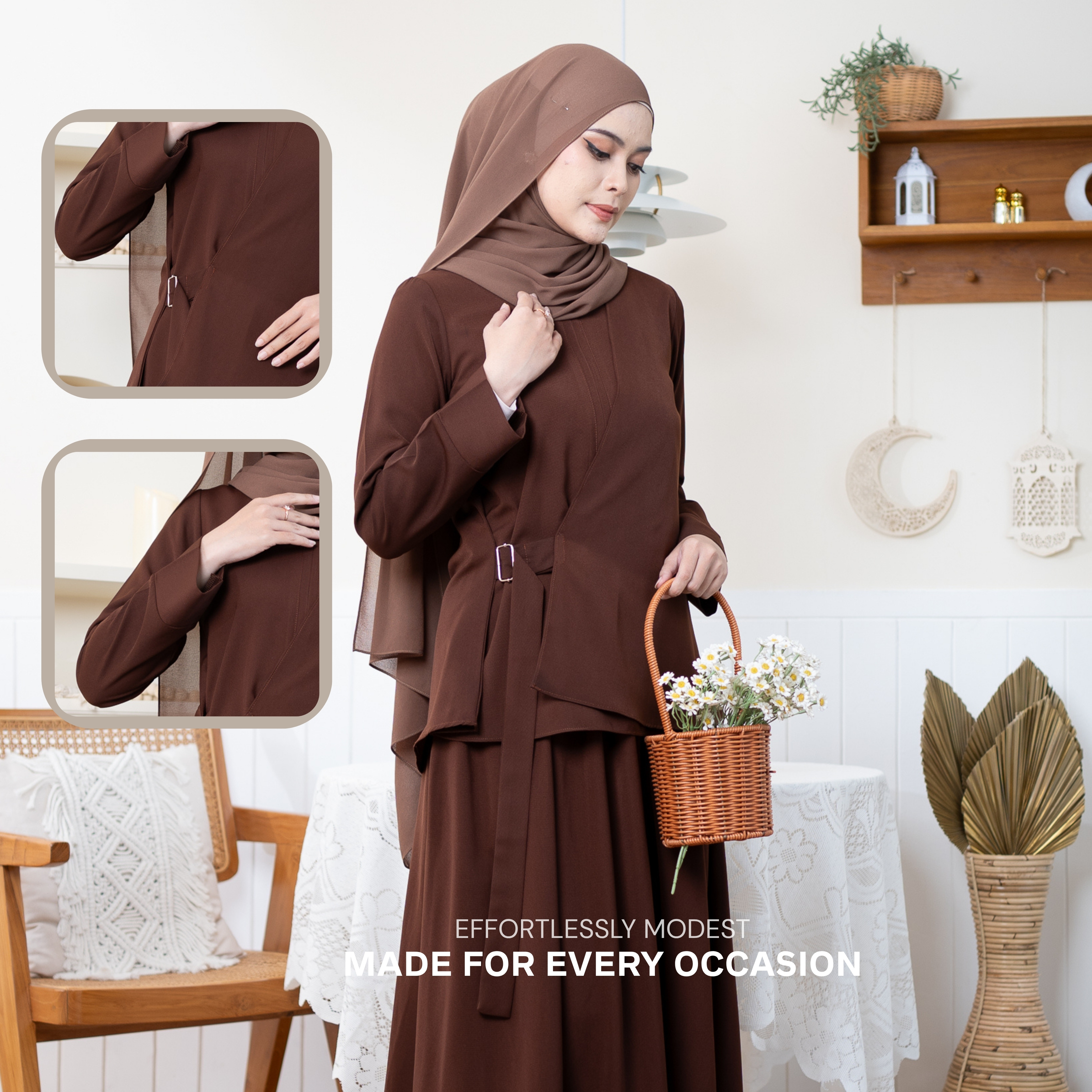 Evolvere-Pamela One Set Setelan Rok Muslim Elegant dan Simple ( Atasan dan Rok )
