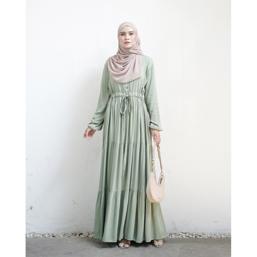 Miza Label - Haifa Dress Rayon Fashion Muslim Gamis Wanita Polos Busui Friendly All Size