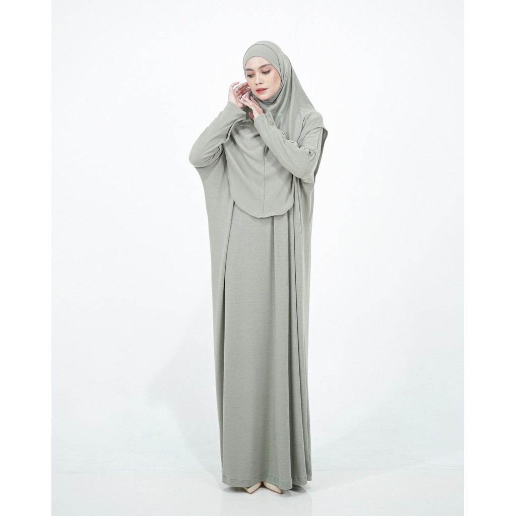 Evolvere - Mecca Set Abaya dan Bergo Muslim Rib Knit