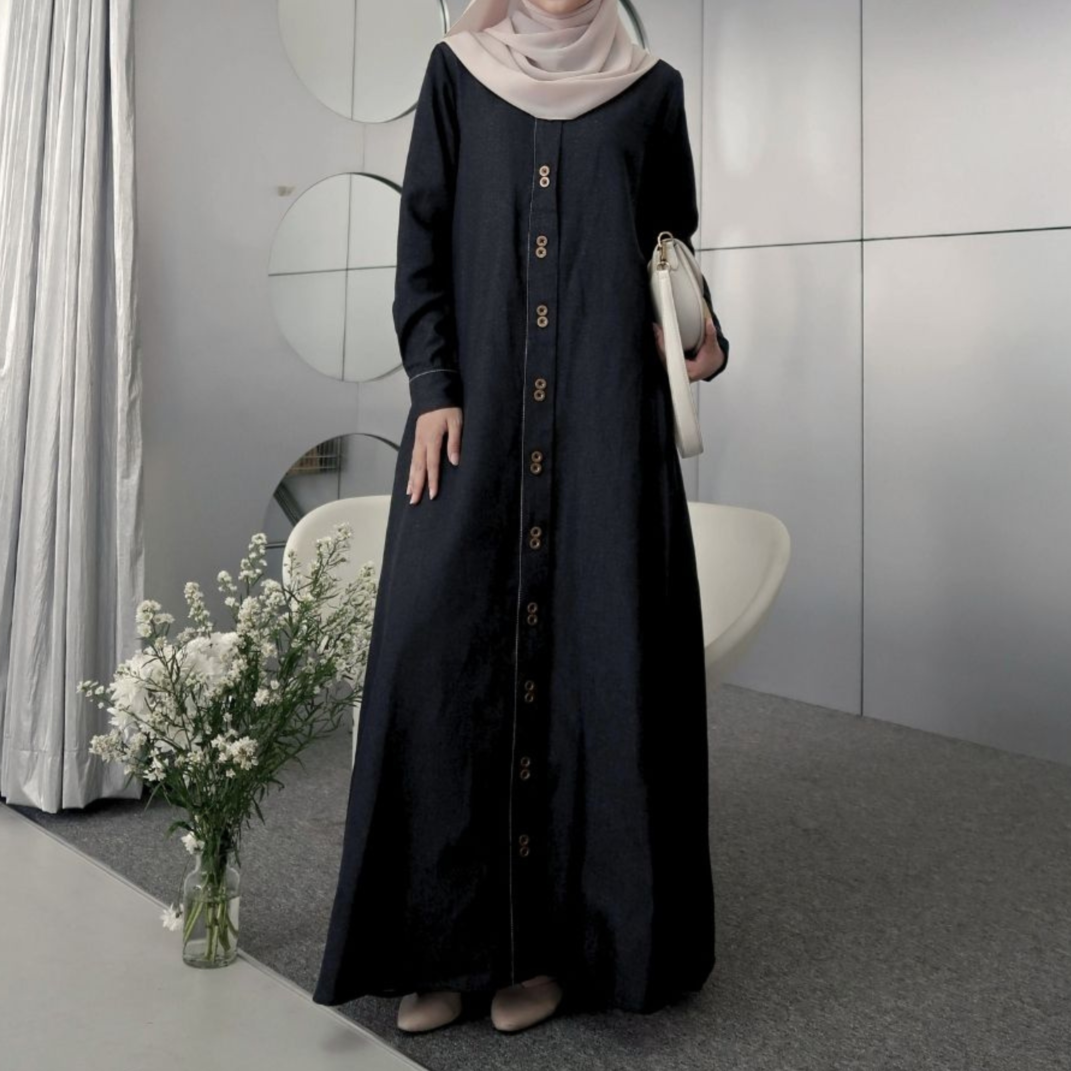 Evolvere - Hawwa Denim Dress Gamis Muslim Kekinikinian