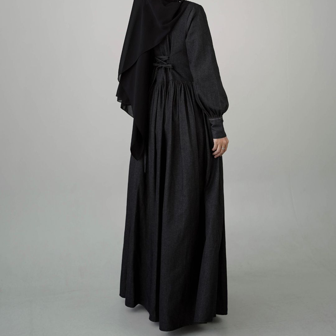 Evolvere - Hazel Denim Luxe ( pita ) Gamis Muslim Wanita