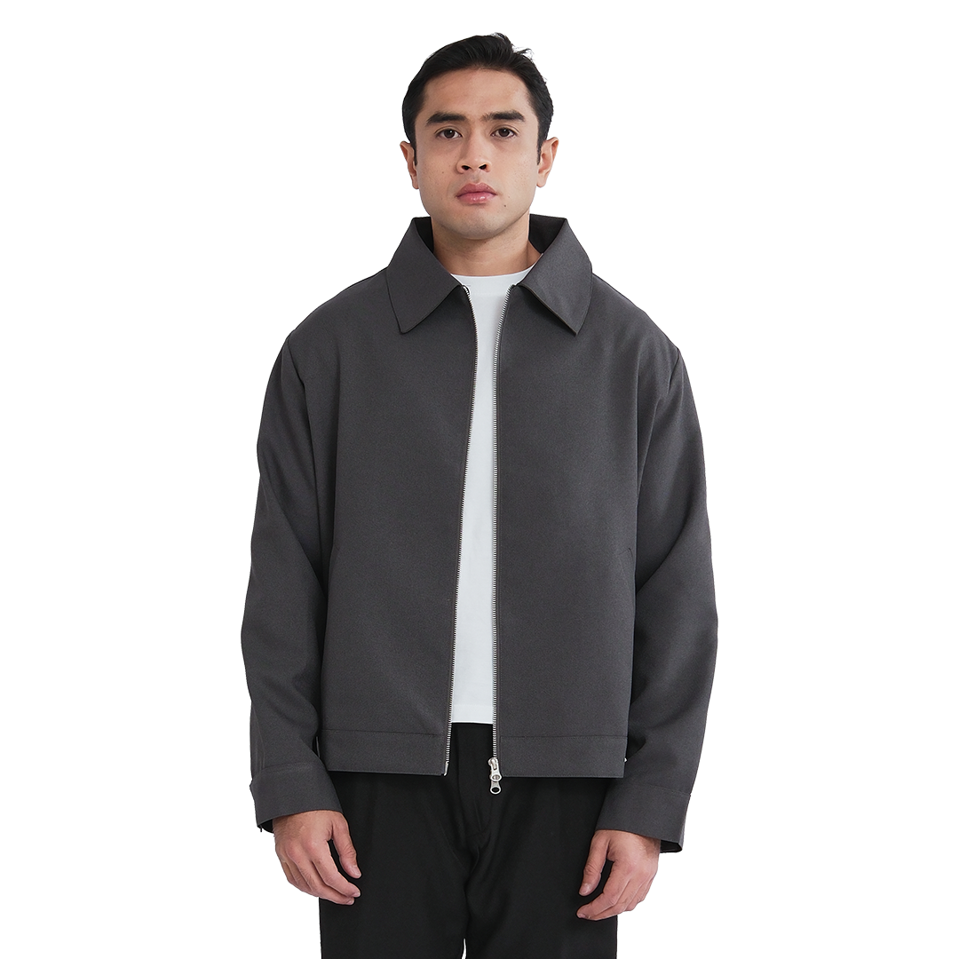 Work Blouson Double Zipper Jacket Grey