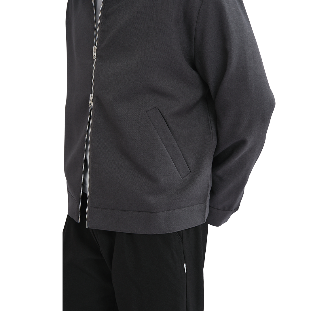 Work Blouson Double Zipper Jacket Grey