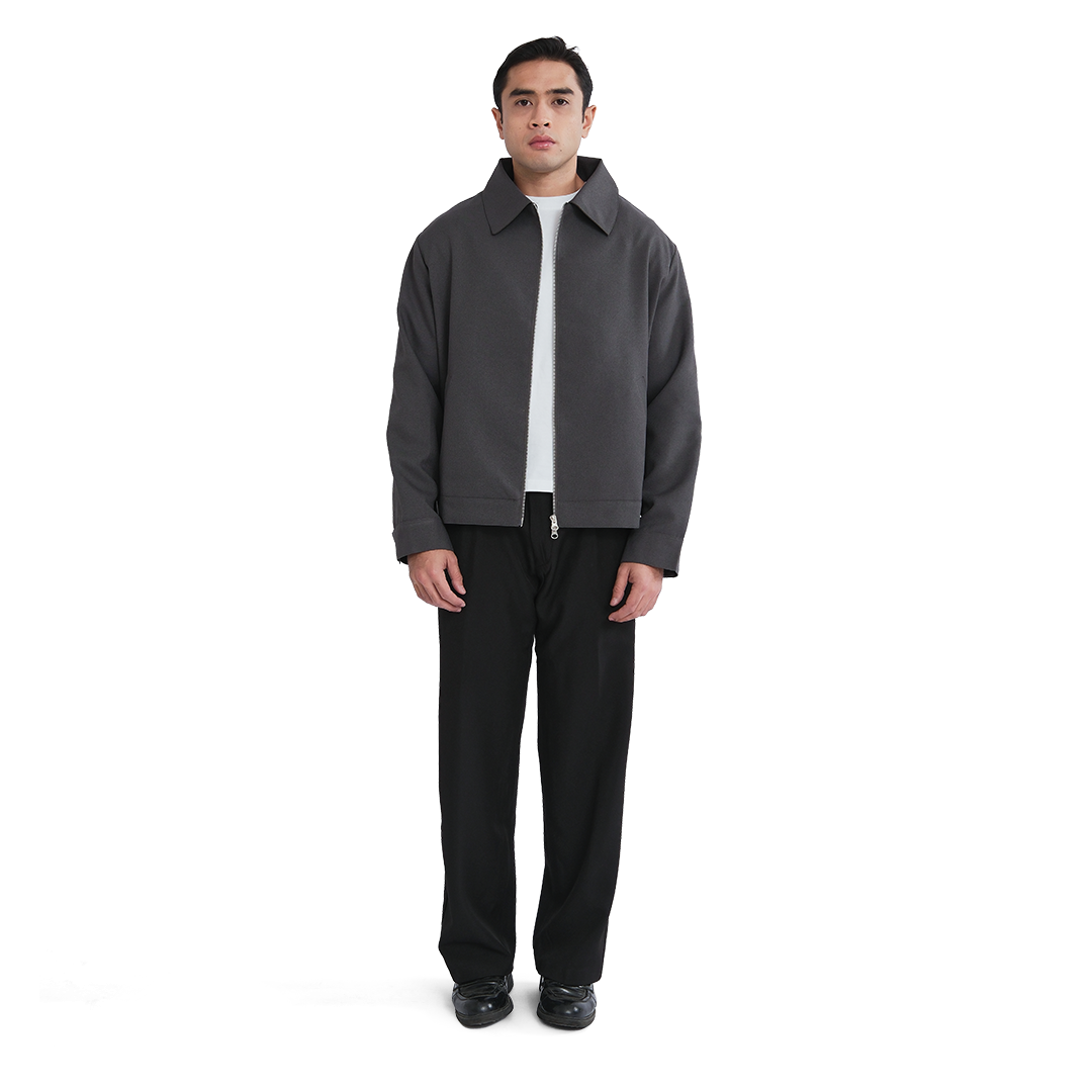Work Blouson Double Zipper Jacket Grey
