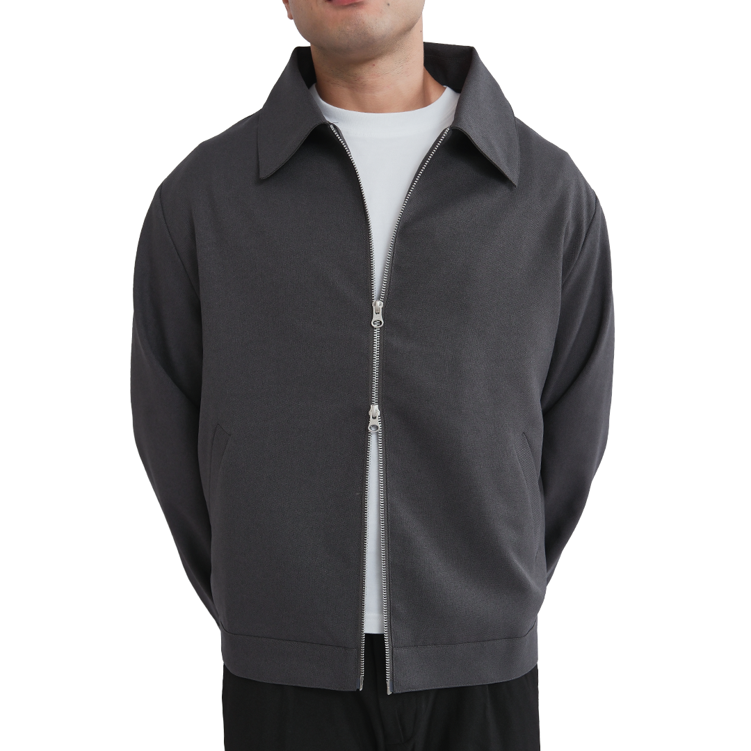 Work Blouson Double Zipper Jacket Grey