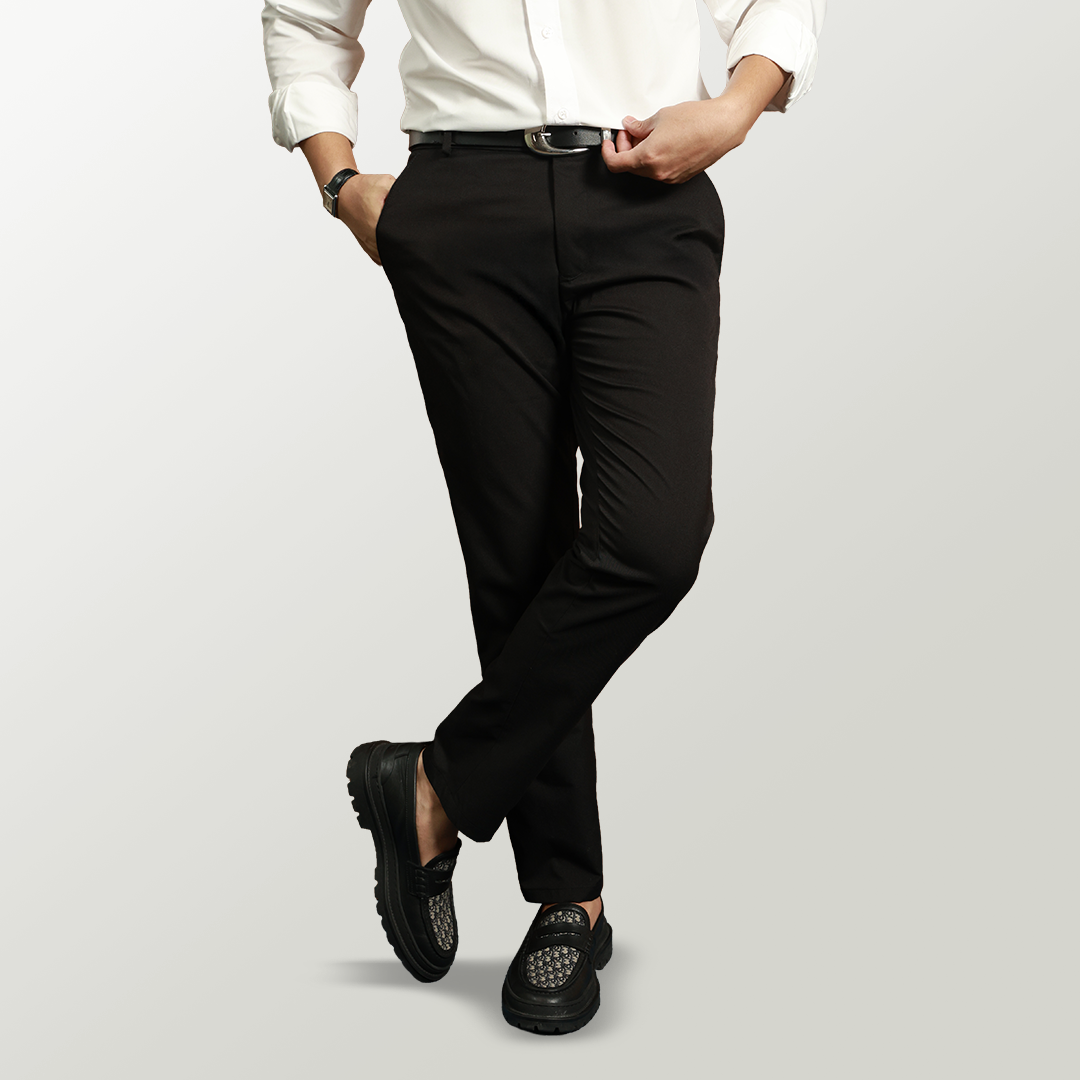Black Formal Pants 4-Way Stretch Slimfit 