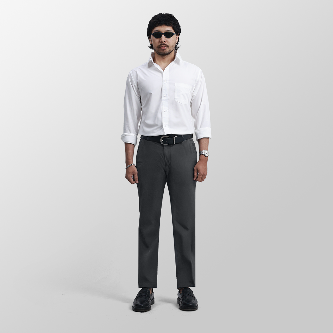 Grey Formal Pants 4-Way Stretch Slimfit