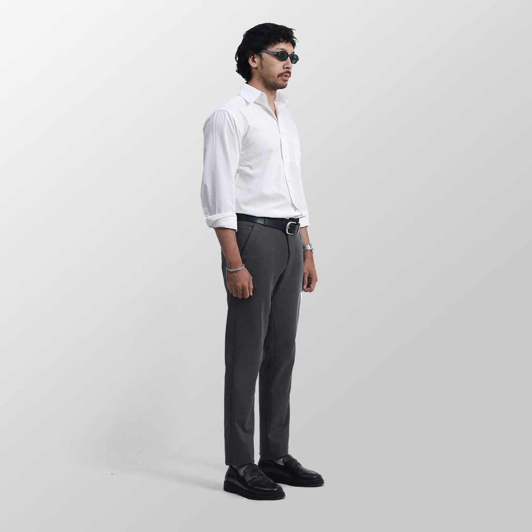 Grey Formal Pants 4-Way Stretch Slimfit