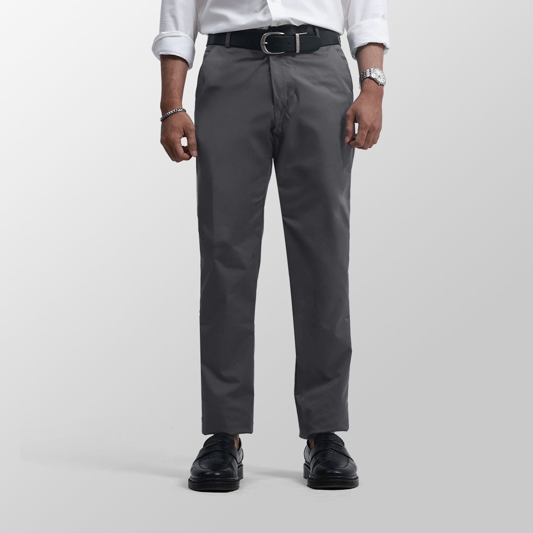 Grey Formal Pants 4-Way Stretch Slimfit