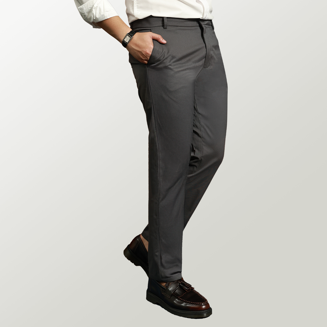 Grey Formal Pants 4-Way Stretch Slimfit 