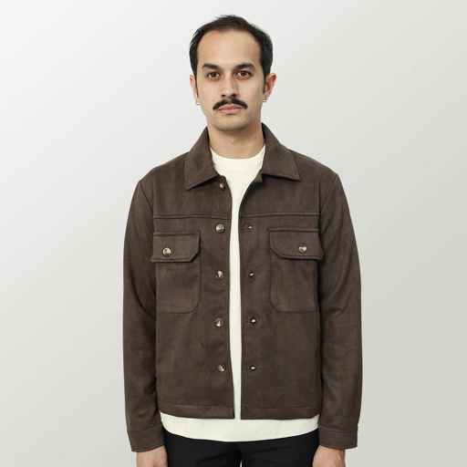 Image of Forme Suede Jacket - Dark Brown