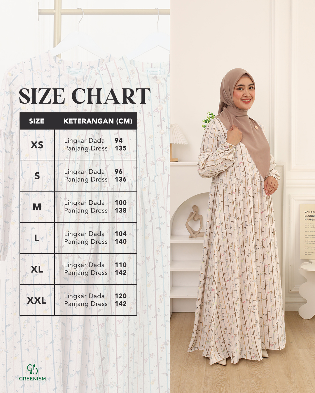 GREENISM - Dinara Dress Ceya Katun | Busui friendly Gamis Daily