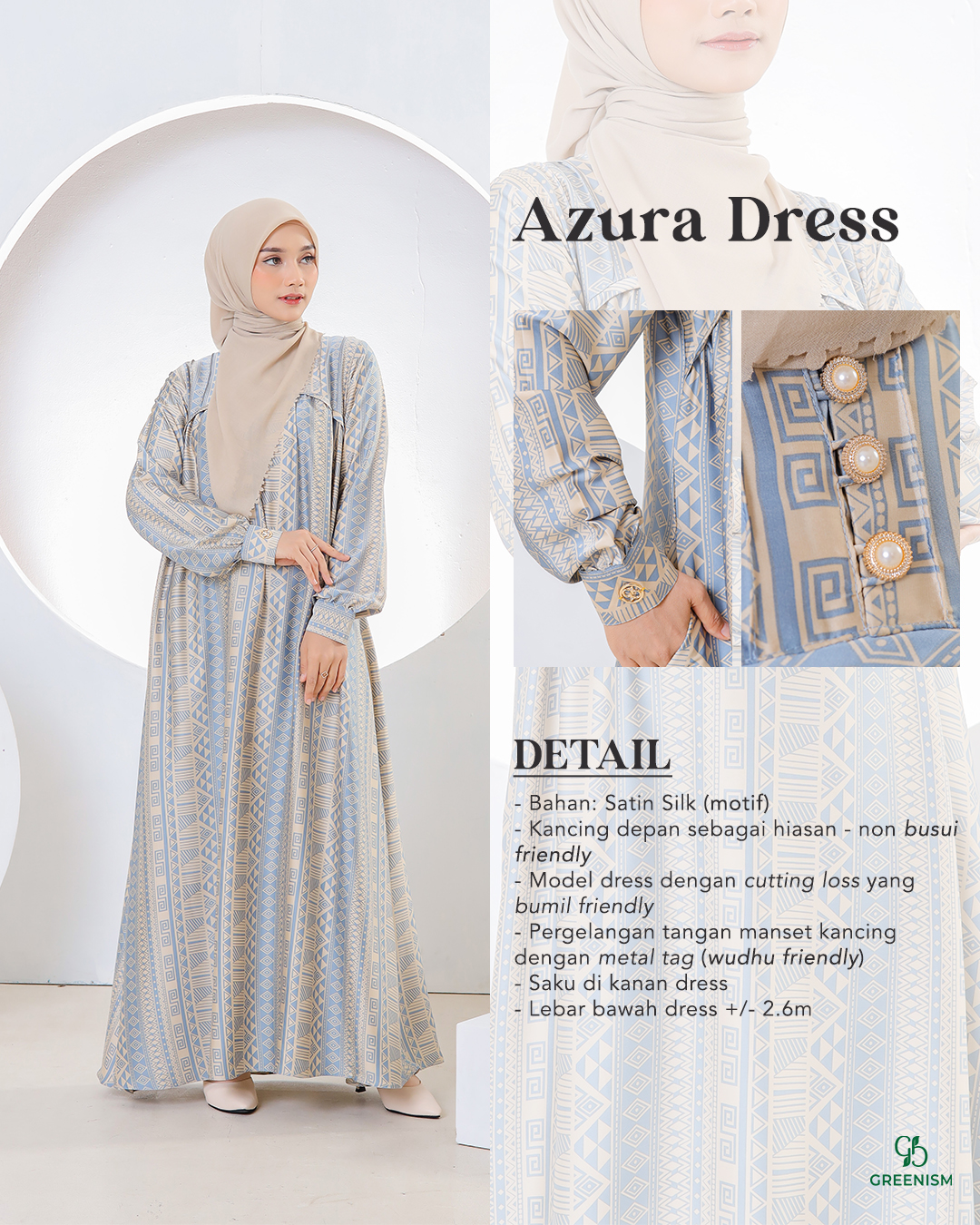 GREENISM - Azura Dress Satin Silk | Gamis Daily