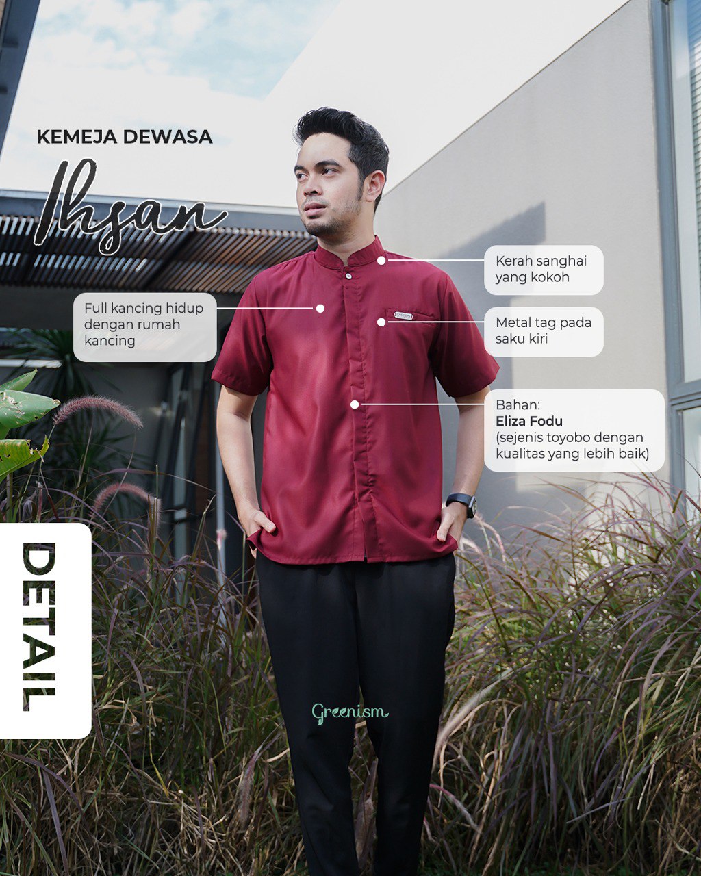 GREENISM - IHSAN | KOKO POLOS DEWASA PENDEK