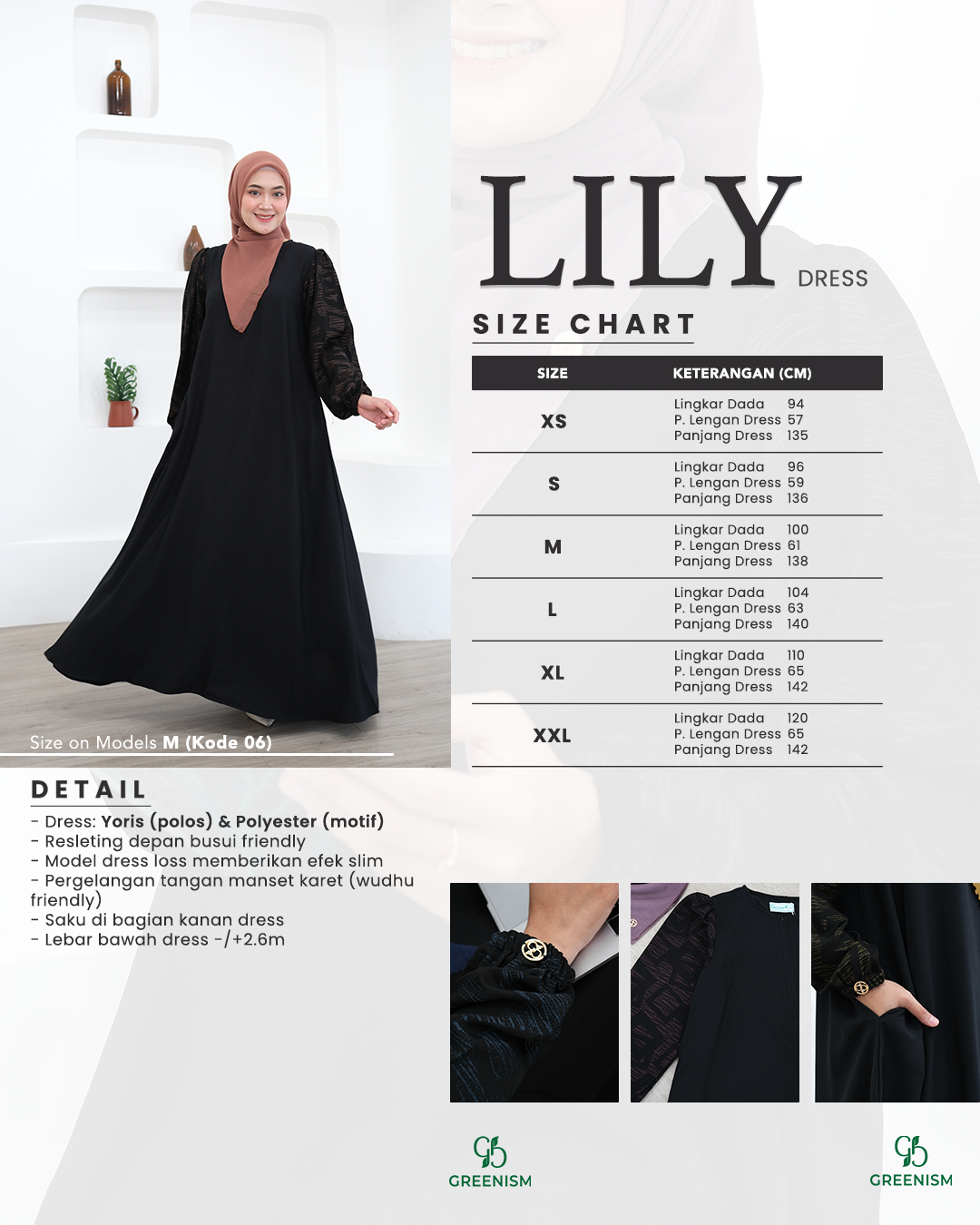 GREENISM - Lily Dress Yoris Polyester | Busui friendly Gamis Daily