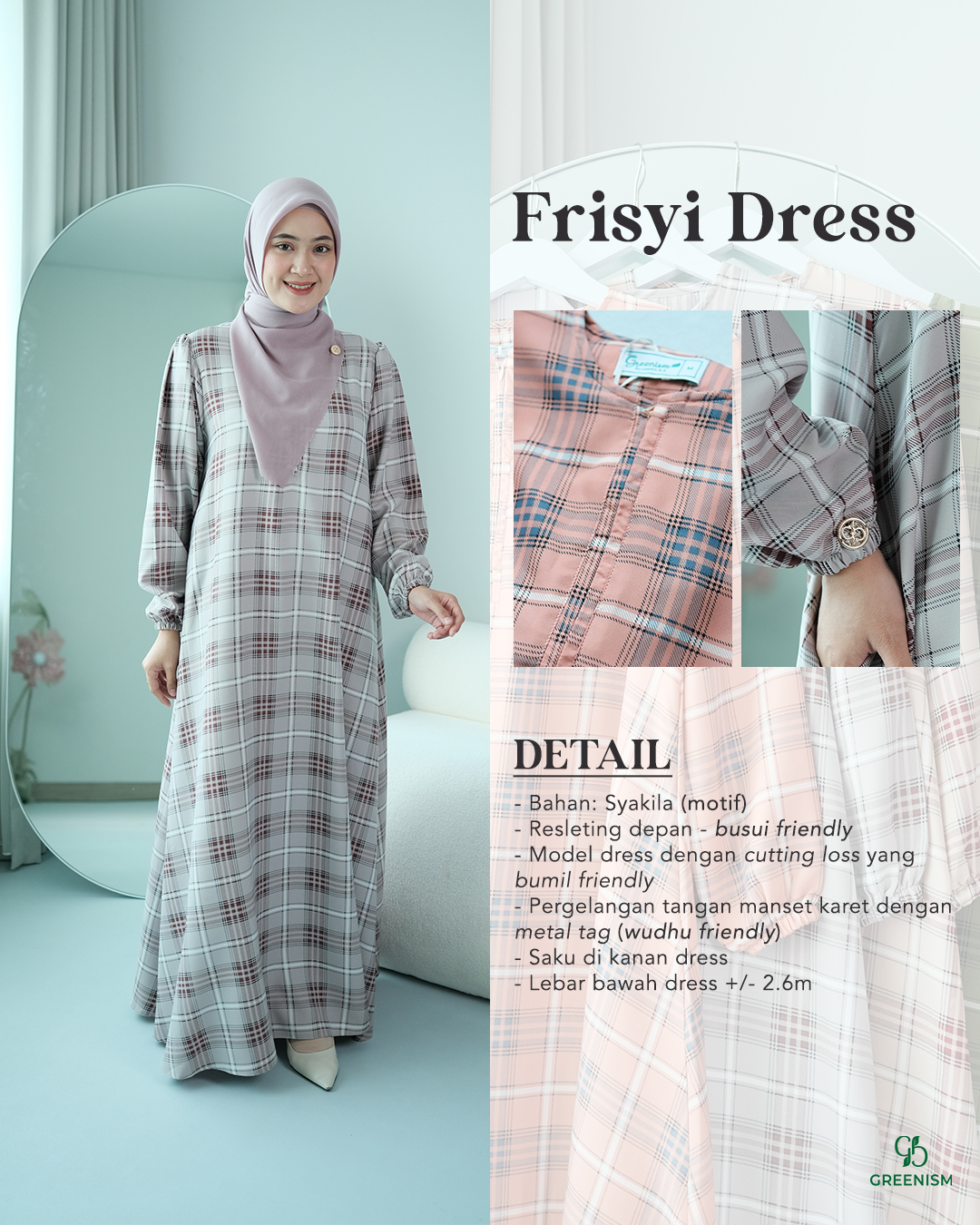 GREENISM - Frisyi Dress Syakila  | Busui friendly Gamis Daily