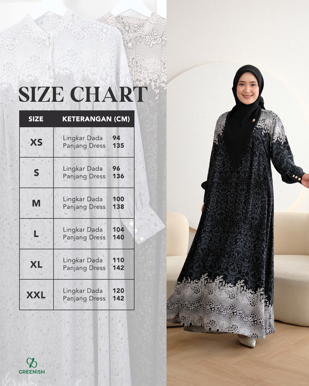 GREENISM - Viara Dress Lionel Richie | Busui friendly Gamis Daily